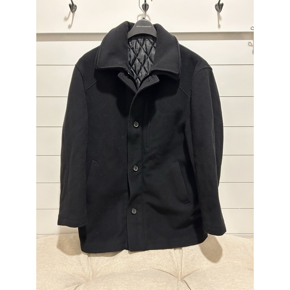 Lauren Ralph Lauren Men's Pea‎ Coat Black Wool Cashmere Money Academia Preppy